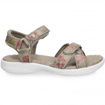 Panama Jack Sandalias de Cuña de Mujer Color Topo con Estampado de Flores