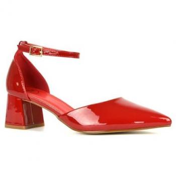 Evie Low Block Heel Ankle‑Strap Court Shoes – Red (Women, Size 3)