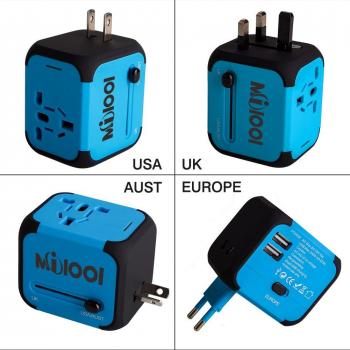 Adaptateur de Voyage avec 2 USB et Fusible de Rechange