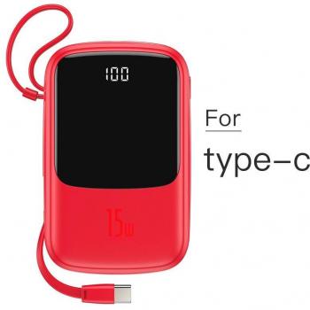 Baseus 10000mAh externe Batterie mit integriertem Kabel für iPhone 12, 11 Pro, Xiaomi, Samsung und Huawei