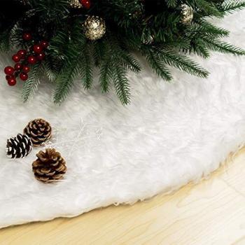 White Faux‑Fur GIGALUMI 48” Christmas Tree Skirt – 120 cm Length