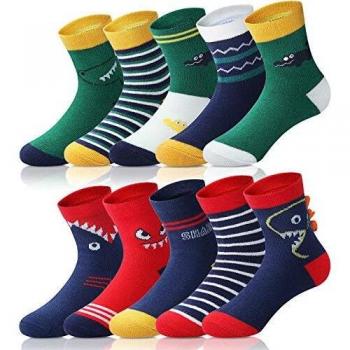 Adorel Kinder Socken Knöchelhoch 10er-Pack Krokodil & Hai 27-30