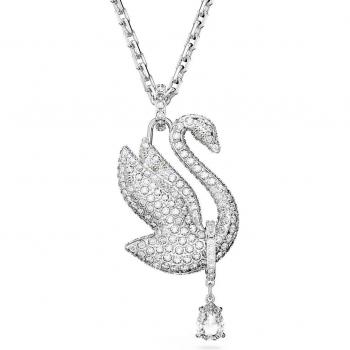 Swarovski Collana Iconic Swan 5647546, Cigno, Lunga, Bianca, Placcato rodio