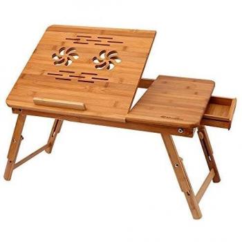 Himimi Bambus Laptoptisch klappbarer Notebooktisch mit Schublade, höhenverstellbar