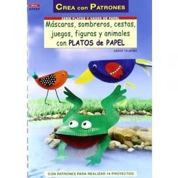 Máscaras, sombreros, cestas, figuras y animales con vasos y platos de papel