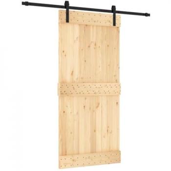 Sliding Door with Hardware Set 95x210 cm Solid Pine