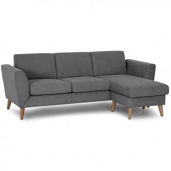 Sofá chaise longue reversible Budwing gris oscuro poliéster 226x140x85 cm