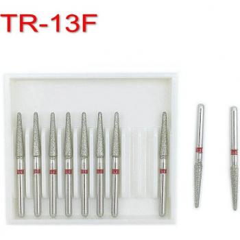 High-Speed Dental Diamond Burs, 10 pcs Fine TR-13F, 1.6mm Shank Diameter