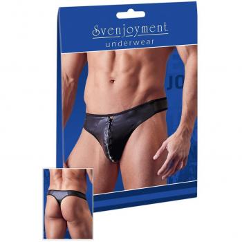 Sexy String Zip Strass Slip S M L XL 2XL Wetlook Unterhose Unterwäsche schwarz