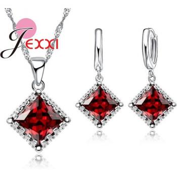 Ensemble de bijoux en argent 925, boucles d'oreilles et collier en cristal de zircone cubique pour femmes, parfait pour mariage