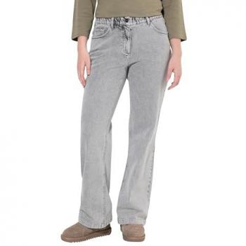 Ulla Popken Jeans Mary, Damen, beige, Größe 42, weites Bein, Komfortbund, Biobaumwolle