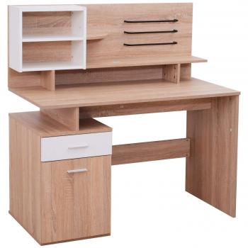 Oak‑Lacquered Laptop Workstation with Storage