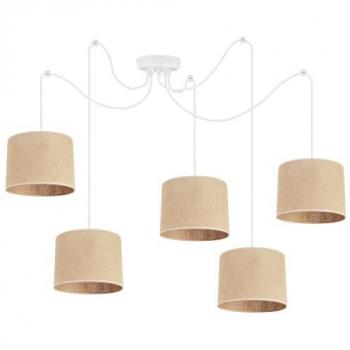 Lustre Multicolore Araignée – Suspension 5 Lumières, Juta & Métal