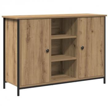 Buffet de Rangement en Chêne Artisan – 100x35x70 cm, Acier intégré, Bois d'ingénierie