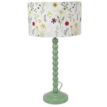 Bobbins Sage Green Lamp with Embroidered Floral Shade