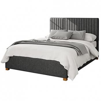 Super King Grant Ottoman Bed, Saxon Twill, Charcoal Finish