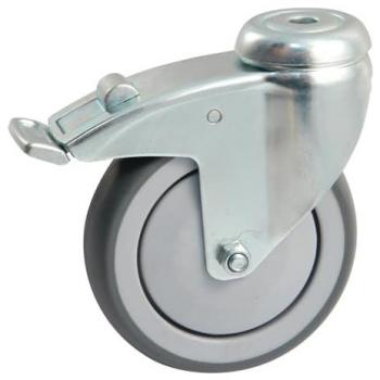 Rouleau pivotant gris, platine ronde Ø125 mm, frein AVL – 550893O