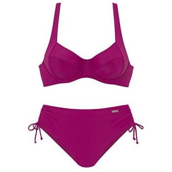 LASCANA Bügel‑Set für Damen: Fuchsia, Gr. 46, Cup D – Raffierte Bikinihose