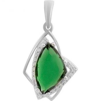 Pandente in argento con smeraldo nano 2.985ct e zirconia cubica
