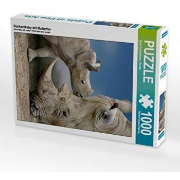 CALVENDO Puzzle Nashornbaby mit Muttertier, 1000 Puzzleteile