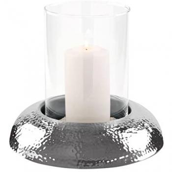 Windlicht FINK ALDO Kerzenhalter H: 24cm, farblos (klar, silberfarben) Metall vernickelt Glas