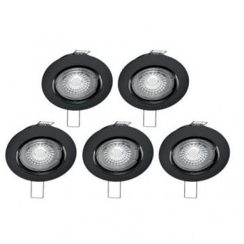 Lot de 5 spots noirs encastrables LED Xanlite avec ampoules incluses, culot GU10, 345 Lumens, équivalence 50W, 4000K, blanc neutre