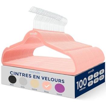 Cintres Mini-Combinaison SereneLife – 100 pièces – Velours Rose
