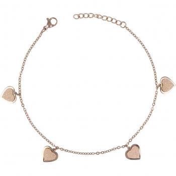 Les Trésors De Lily Steel Anklet Love Rose Gold R7427