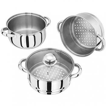 Judge Essentials 3‑Tier Steam Cooker with Glass Lid – 18 cm