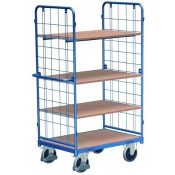 Chariot à étagères 500kg 1000x700mm H 1820mm 2 Wanden Draadgaas 4 Etages