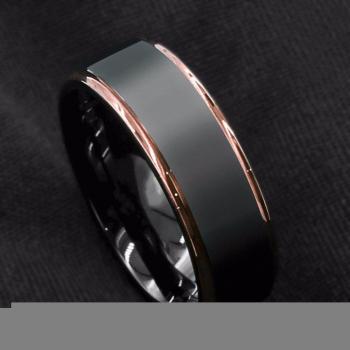 Männer Ring Schwarz Edelstahl Gebürstet