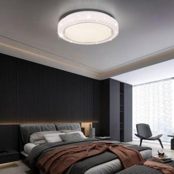 Crystalline Ceiling Lamp LED Ronde, Anneau Chromé, 24 W