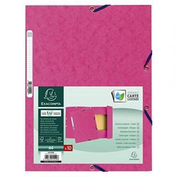 Exacompta 3-Flap Folder A4 Elasticated 400gsm Pink