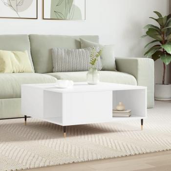 Table basse blanche 80x80x36,5 cm en bois d'ingénierie