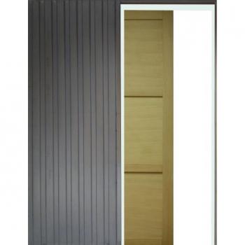 Puerta corredera triple en ayous, 204 cm × 93 cm, bisagras y revestimiento entregados – GD Menuiseries
