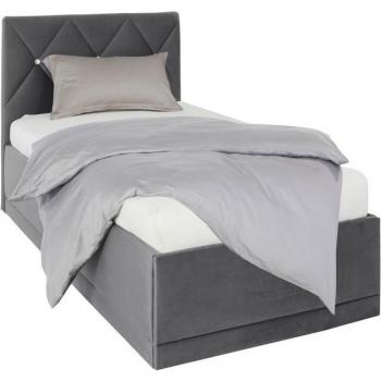 Grau Anthrazit Polsterbett Adamas von Westfalia – 210 cm, 100 % Polyester, Bettkasten, Glitzerknöpfe