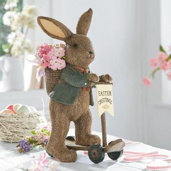 Hase Aimery aus Polyresin, handgefertigt, nostalgisches Design