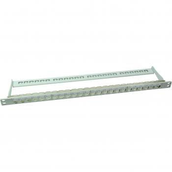 LogiLink NK4039 Keystone Patchpanel/Verteilerfeld für 24 Buchsen, geschirmt, 0.5 HE lichtgrau
