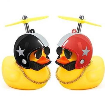 PiAEK Rubber Duck Car Ornament with Propeller Helmet and Sunglasses