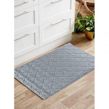 Desire Rugs Ivy Trellis Anti‑Slip Mat – Silver, 60 × 110 cm, Machine Washable