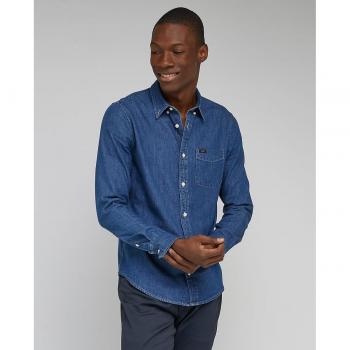 Camisa Lee de Manga Larga, Color Azul, Corte Classic