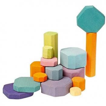 16 Blocs en bois pastel