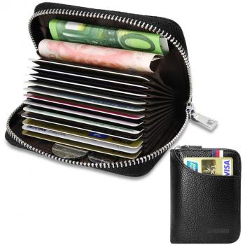 Porte-cartes de crédit cuir RFID noir