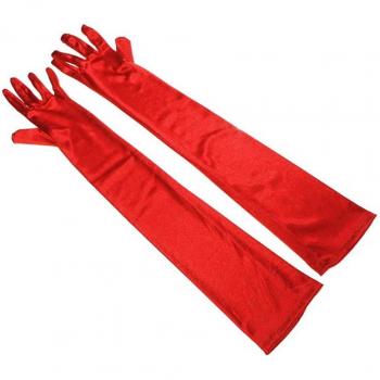 Basic Style Women's Stretch Satin Elbow Gloves