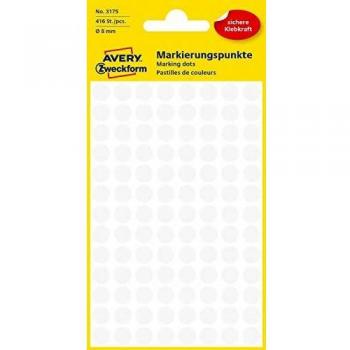 Avery-Zweckform 3175 White Label Dots 8mm x 416 Stück Papier Permanent