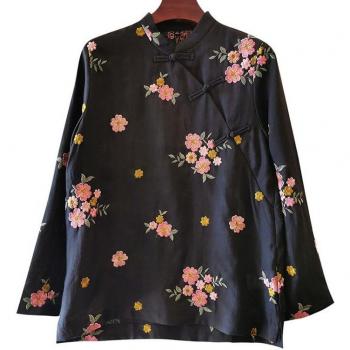 Camisa Cheongsam Botón Floral