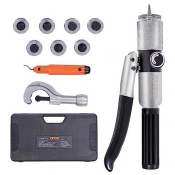 Expansor Hidráulico de Tubos para HVAC, diámetro exterior de 3/8 a 1-1/8, herramienta con 7 cabezales expansores y desbarbador