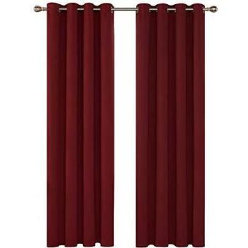 Deconovo Ösen-Vorhänge, 270x140 cm, Verdunkelung, Rot, 2er Set