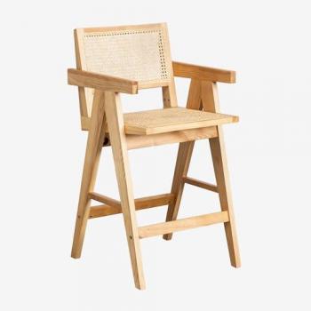 Taburete Lali de ratán y madera de fresno