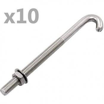 Bulloni di Ancoraggio M8x120 mm con Dado e Rondella 25 Set